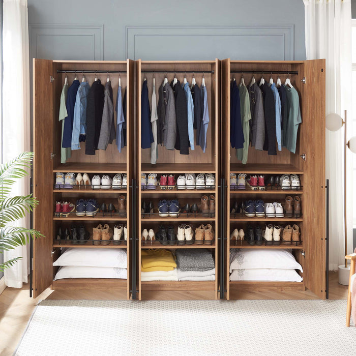 Lee Modern 32\" Wardrobe Closet in Golden Brown - Set of 3 Armoire