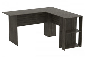 55” Computer Desk With Storage And 2 Shelves - Dark Grey