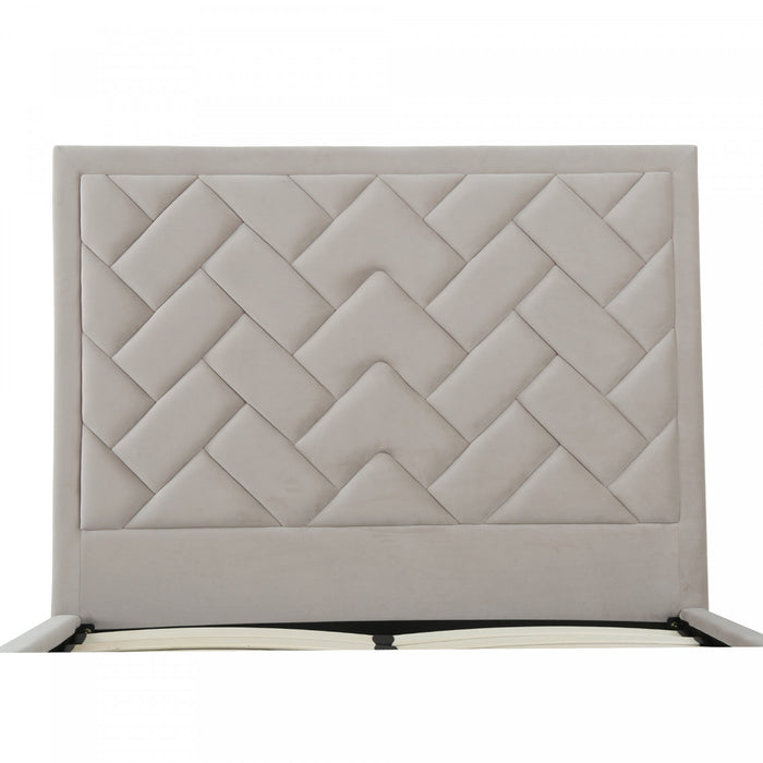 Crosby Modern Upholstered Velvet Full Bed in Greige