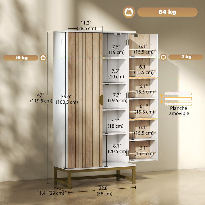 HOMCOM 47\" Kitchen Pantry Cabinet, Storage Cabinet with 12 Door Shelves