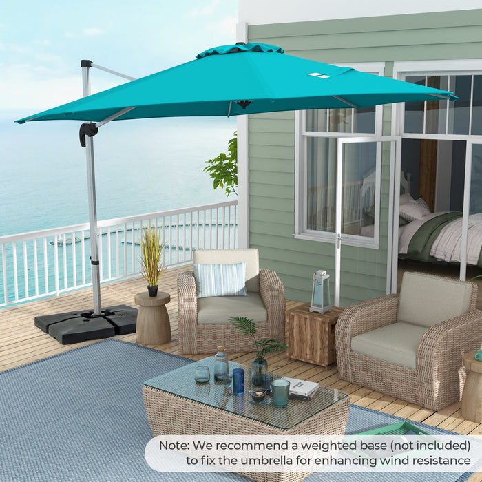 Costway 11 FT Outdoor Patio Umbrella, Round Cantilever Umbrella w/ 360° Rotation Blue