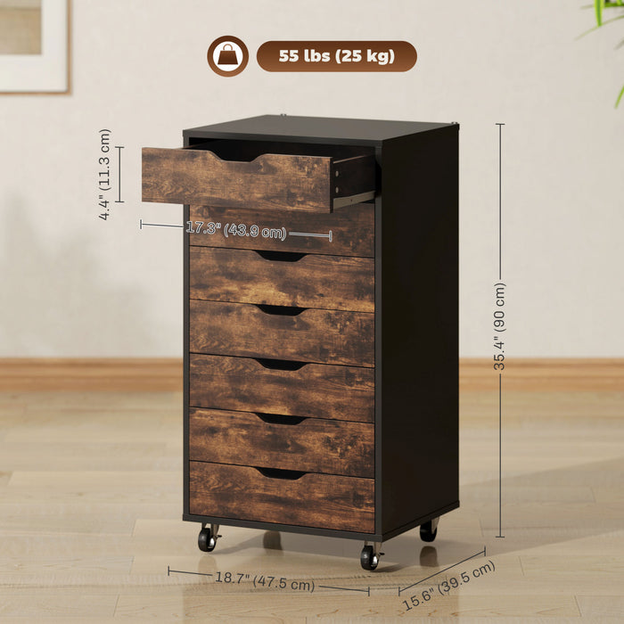 Vinsetto Mobile Filing Cabinet with Drawers File Cabinet, Rustic Brown