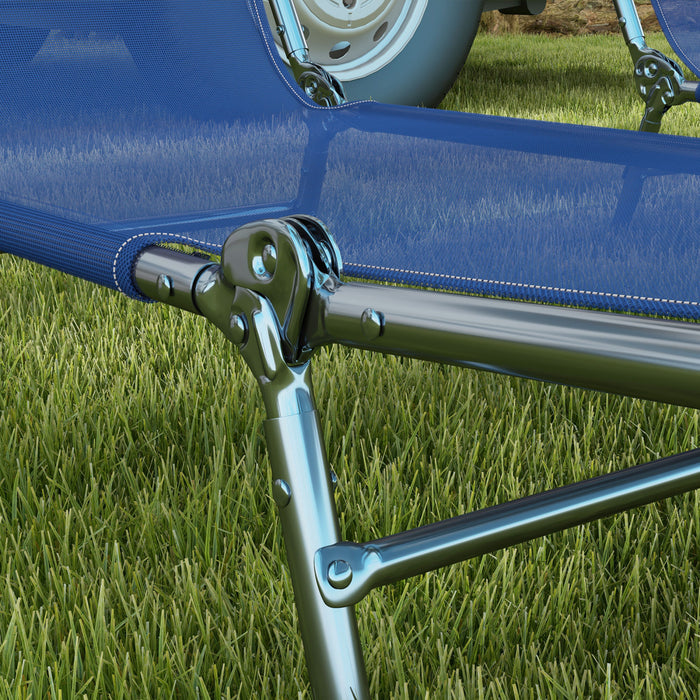 Outsunny 2-piece Folding Chaise Lounge, Reclining Sun Tanning Chairs, Blue