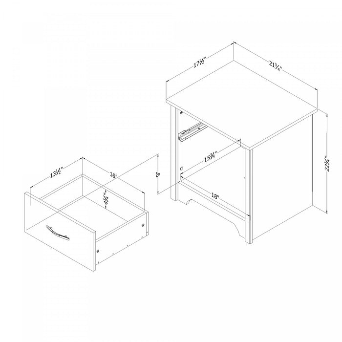 Fusion 1-drawer Nightstand - Bleached Oak 