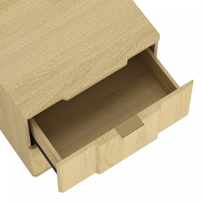 Clive Mid-Century Modern 22\" Nightstand in Natural and Gold (2-Drawer)