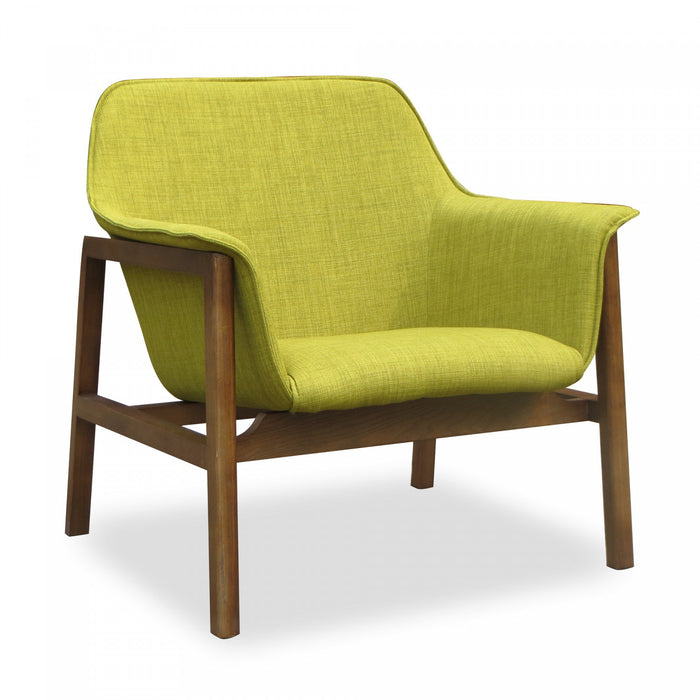 Miller Mid-Century Modern Linen Weave Accent Armchair in Green - Set of 2