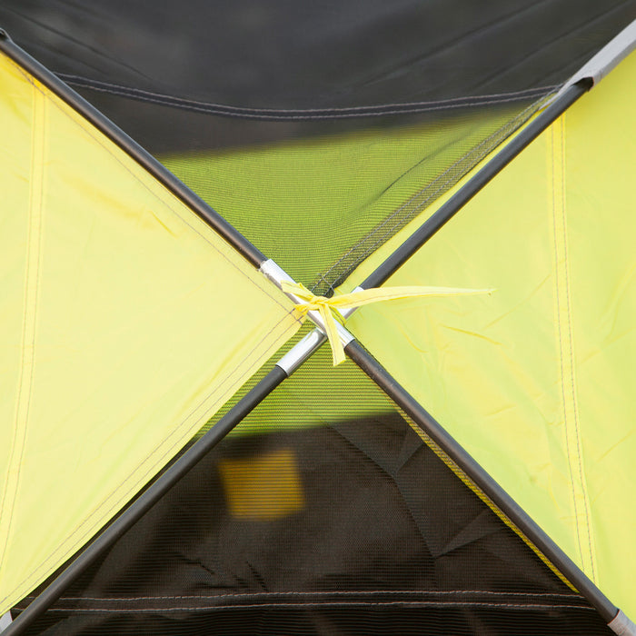 Outsunny 6- Person Family Dome Tent With Removable Rain Fly, Waterproof Camping Tent For Backpacking Hiking Outdoor With Carry Bag, Yellow And Grey