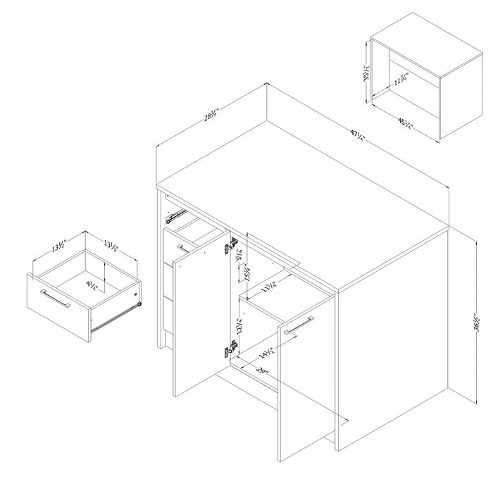 Myro Kitchen Island with Storage Natural Walnut and White - South Shore Kitchen Storage