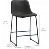 HOMCOM Bar Stools Set of 2, Counter Height Barstools with Back, Dark Brown