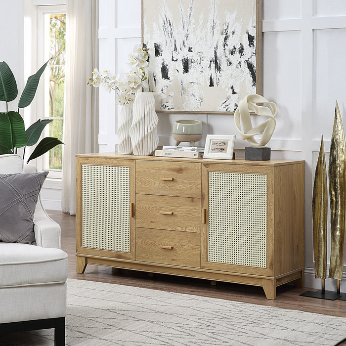 Sheridan Mid-Century Modern 4-Piece Living Room Set in Natural