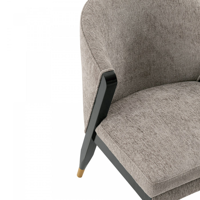Ola Modern Wood Chenille Dining Chair in Stone - Set of 2
