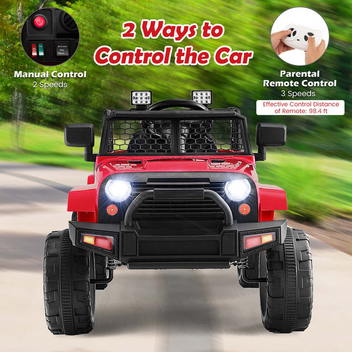 Costway 12v Kids Ride On Truck Car Electric Vehicle Remote With Music & Light Red