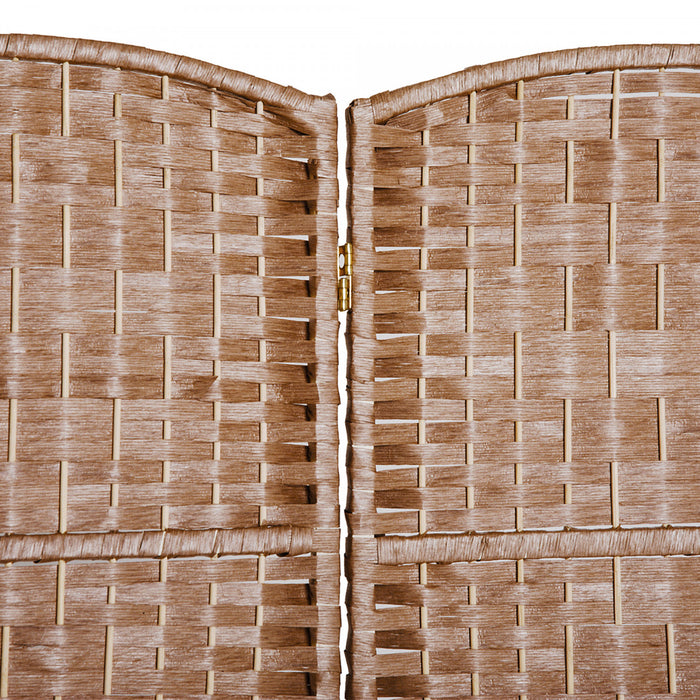 Homcom Double Hinged Woven Wicker Room Divider And Privacy Screens