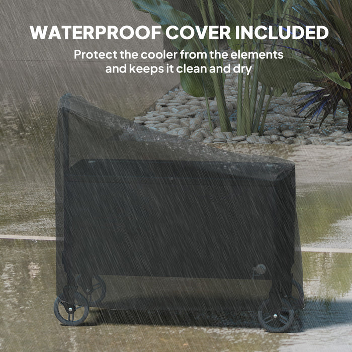 Outsunny 80qt Patio Cooler Cart Wheeled Cooler with Bottle Opener, Black
