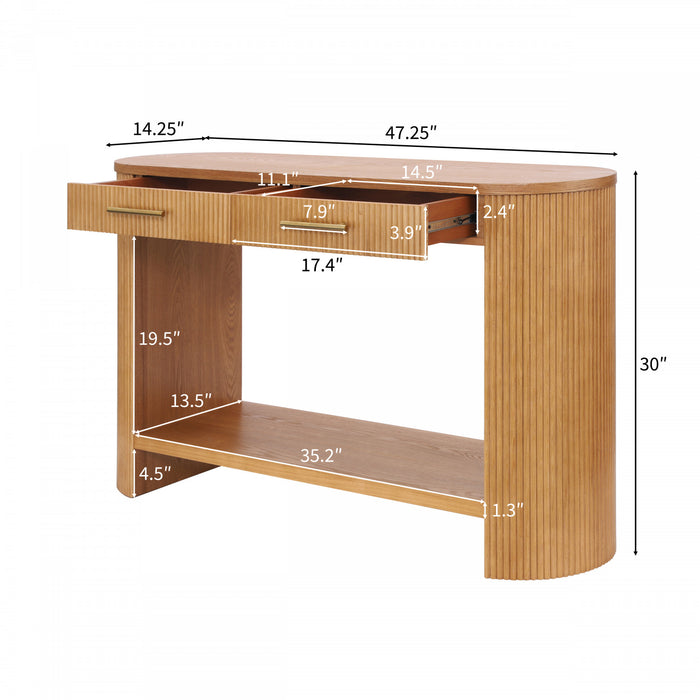 Olivia 47.25“ Modern Sofa Table with Storage and Drawer - Brown