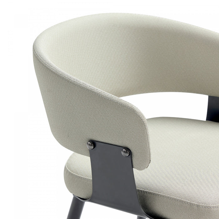 Luce Modern Metal Textured Vegan Leather Dining Chair in Oatmeal