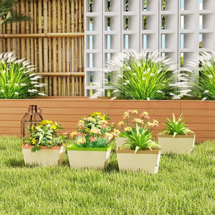 Outsunny 6 Pack Self Watering Planter Box, Outdoor Flower Pots for Herbs