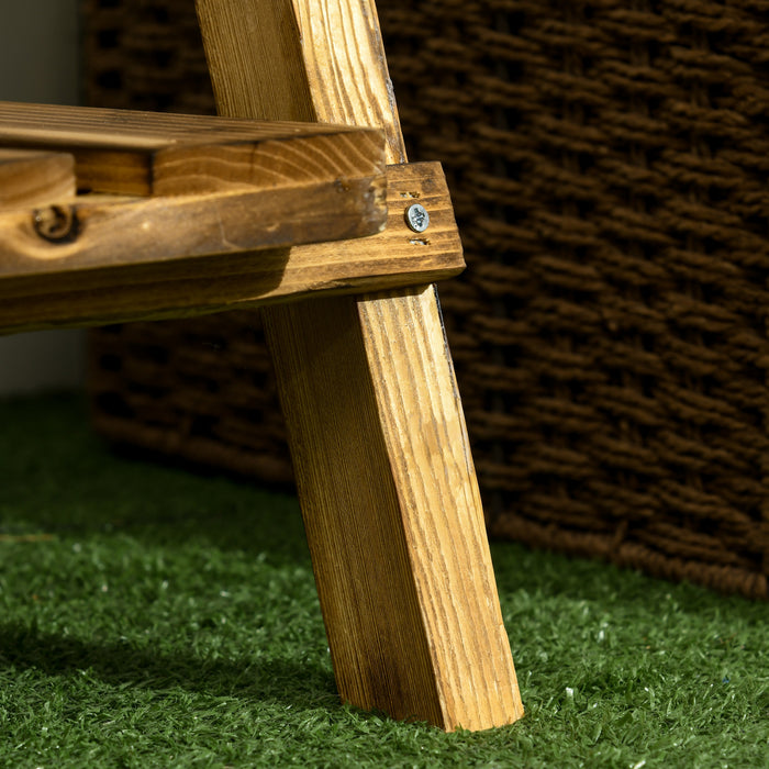 Outsunny Outdoor Plant Stand, Foldable Flower Stand 3-tier Wooden Plant Shelf For Garden Indoor Outdoor, 24\" X 14\" X 37\"