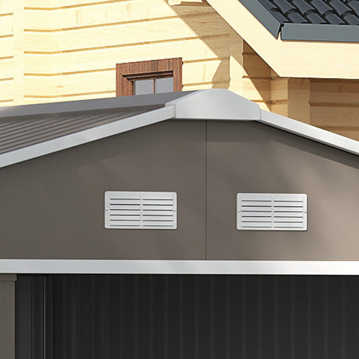 Outsunny 11' X 13' Garden Storage Shed With Double Sliding Door And 4 Ventilation Slots, Garden Tool House For Backyard, Patio, Lawn, Light Grey