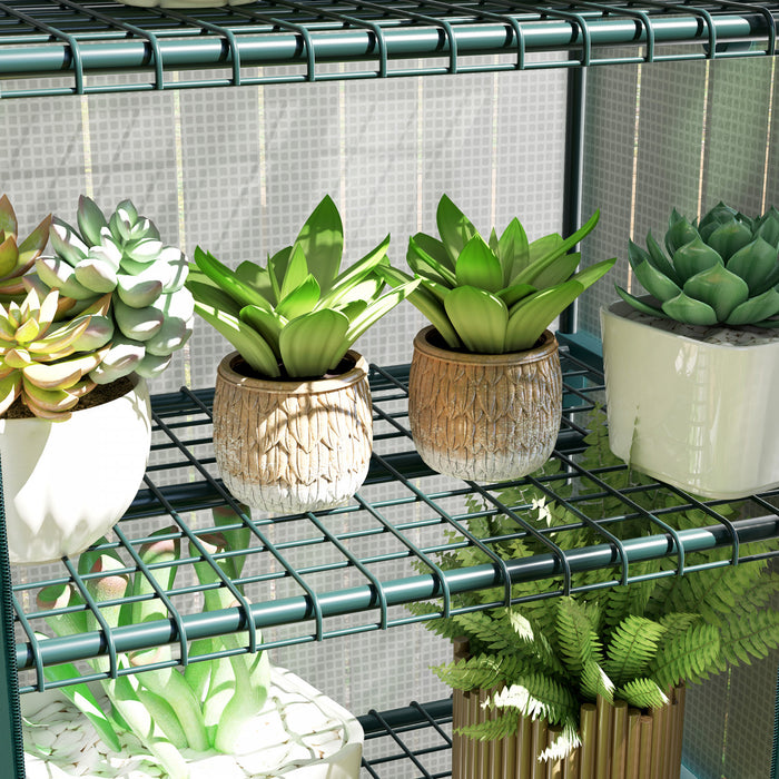 Outsunny Portable Greenhouse With 4 Tier Shelves, Pe Cover, White