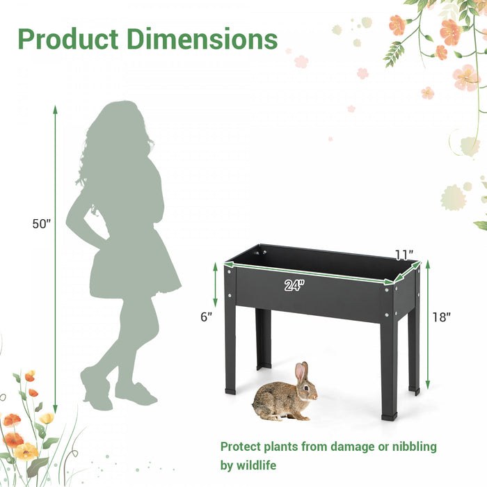 Costway 24\" Raised Garden Bed With Legs Metal Elevated Planter Box Drainage Hole Backyard