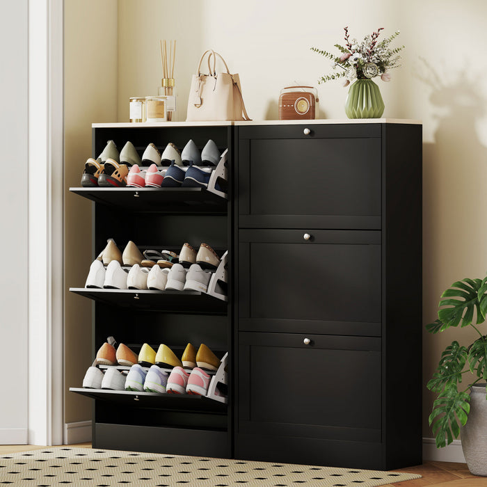 HOMCOM Modern Shoe Cabinet with 3 Flip Drawers for 12-18 Pairs of Shoes