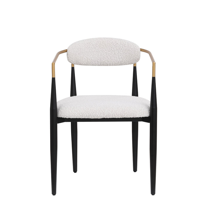 Mila Dining Chair Set Of 2 With Upholstered Fabric And Metal Frame - White and Black