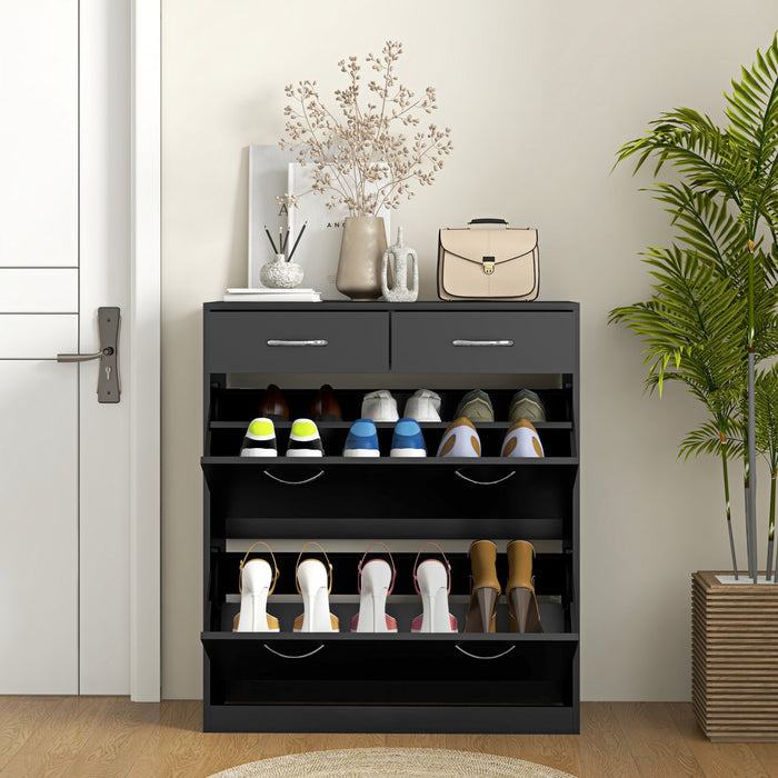 HOMCOM Entryway Shoe Cabinet with 2 Flip Drawers for 12 Pairs of Shoes