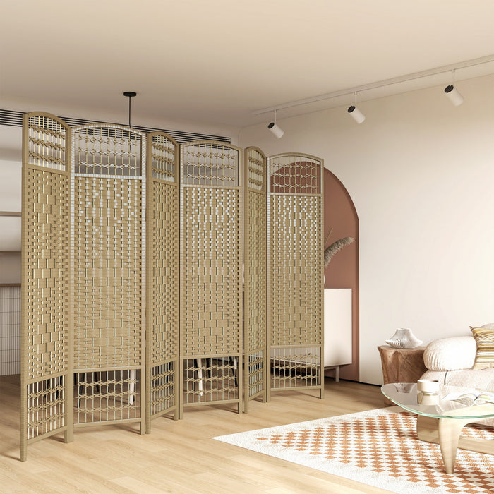 HOMCOM 5.6ft Folding Room Divider, Freestanding Privacy Screen, Natural