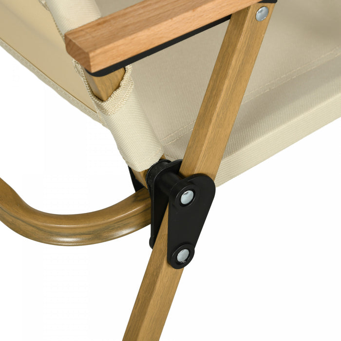 Outsunny Set of 2 Folding Camping Chair, Portable Armchairs, Beige