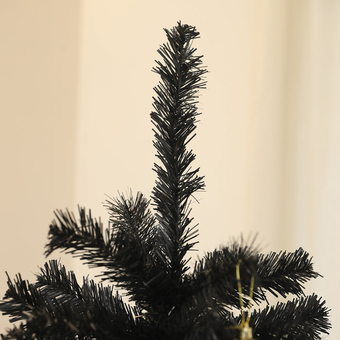 Homcom 6ft Artificial Christmas Tree With Auto Open, Steel Base, Black
