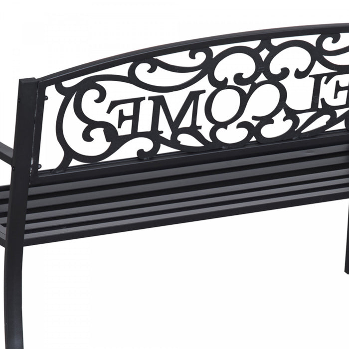 Outsunny 50\" 2-seater Garden Bench, Patio Decorative Chair, Black