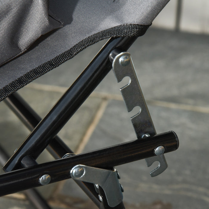 Outsunny Adjustable Outdoor Lounge Chair With Support Pillow, Grey