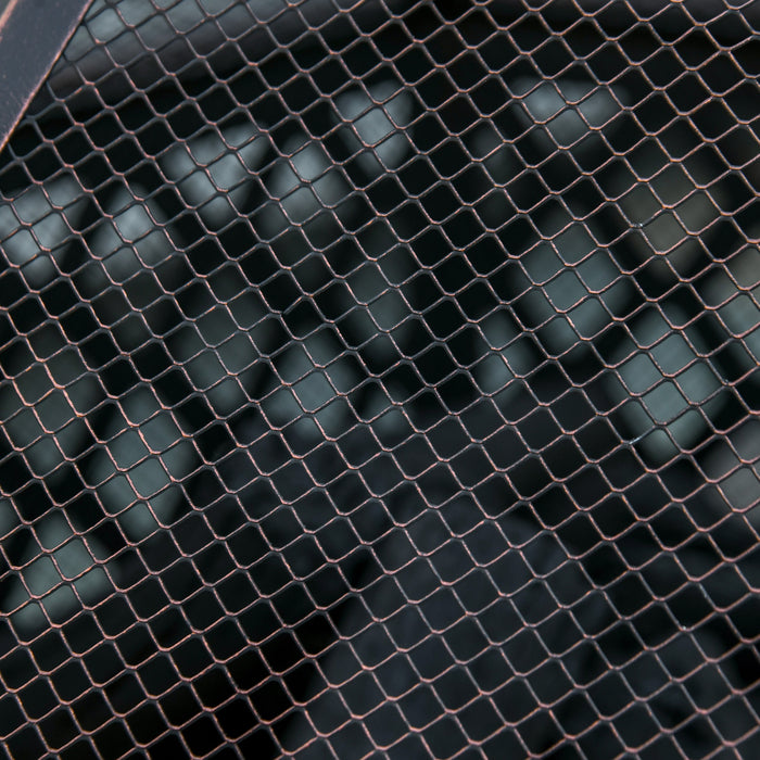 Outsunny Outdoor Fire Pit With Mesh Lid, Portable Wood Burning Firebowl With Poker For Patio, Backyard, Bronze