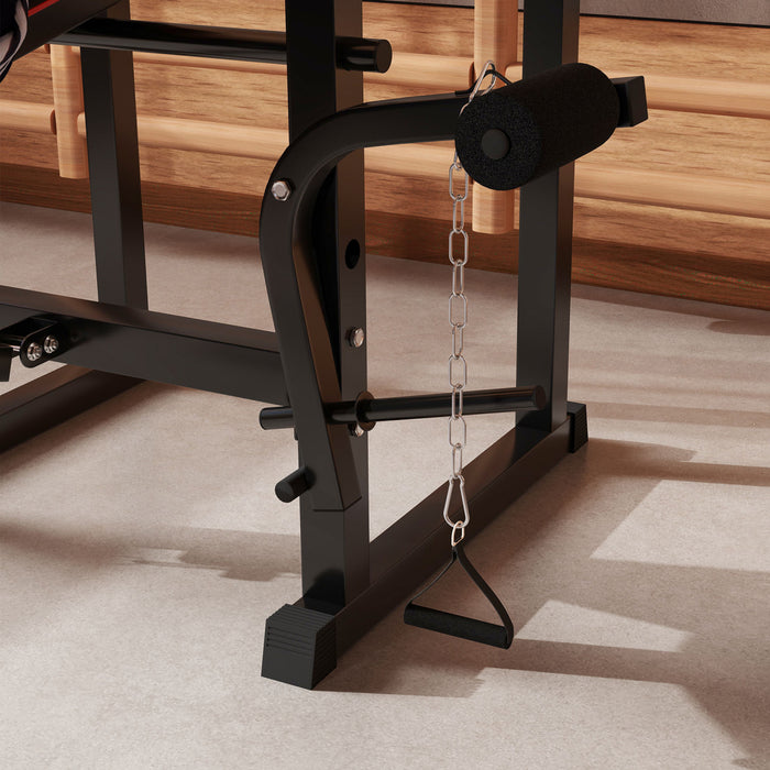 Soozier Weight Bench With 2 Barbell Rack And Preacher Curl Bench