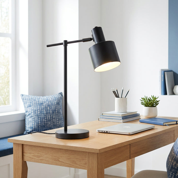 Camden Industrial Metal Desk Lamp, Onyx, 21.8\"H