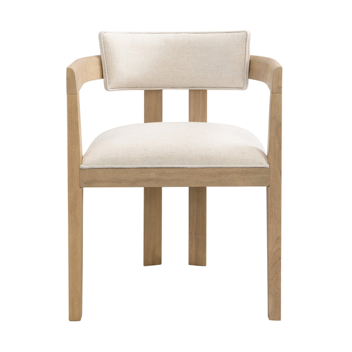 James Armrest Dining Chair Set Of 2 With Rubberwood Frame - Beige