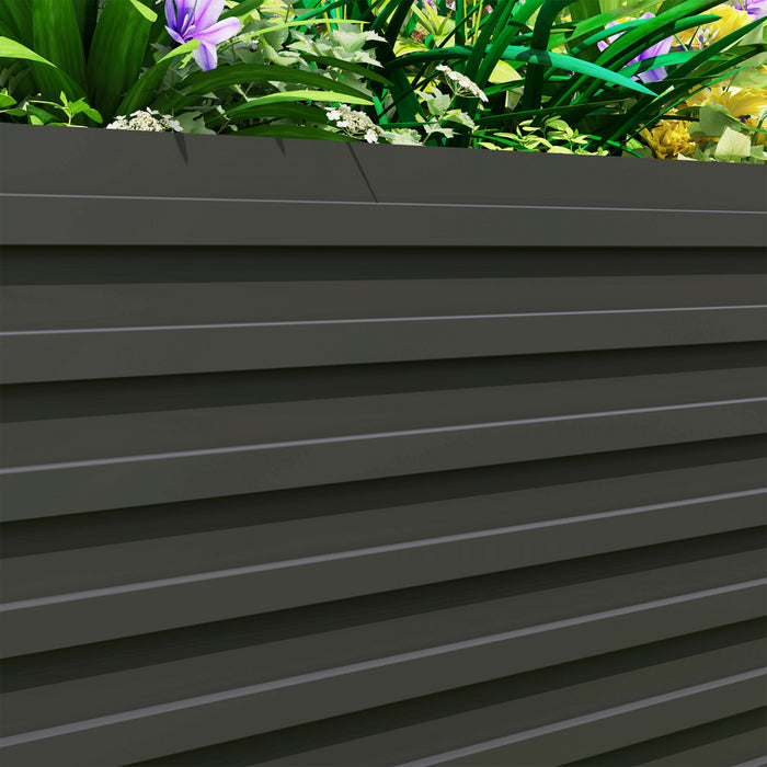 Outsunny Galvanized Raised Garden Bed, 8' x 4' x 2' Planter Box, Dark Grey