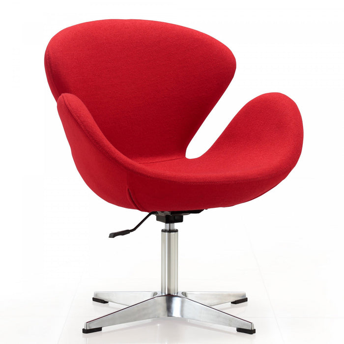 Raspberry Modern Upholstered Swivel Lounge Chair in Red - Set of 2 Accent Chair