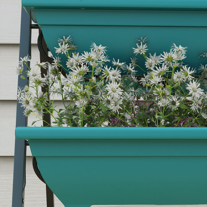 Outsunny 3-tier Vertical Raised Garden Bed With 5 Planter Boxes, Outdoor Plant Stand Grow Container With Leaking Holes For Balcony Patio Outdoor, Green