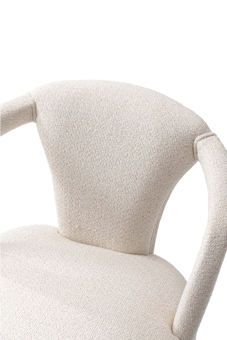 Palmer Mid-Century Modern Upholstered Tweed Armchair in Ivory - Set of 2 Dining Chair