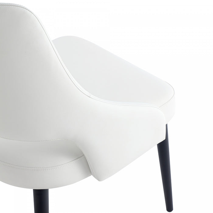 Tremont Modern Vegan Leather Metal Dining Chair in White - Set of 2