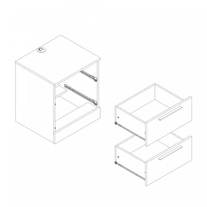 Step One Essential 2-Drawer Nightstand with 4 USB port Gray Oak - South Shore