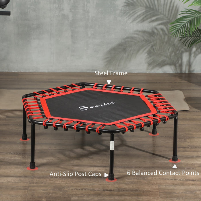 Soozier 45\" Rebounder Trampoline for Adult, Quiet and Safe Bungee Rebounder Mini Trampoline Indoor with Remote Control and Colorful LED Lights, Red