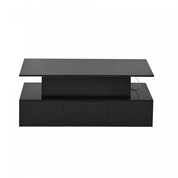 Daniel Lift-Top Coffee Table with LED Lighting and 4 Drawers,Black