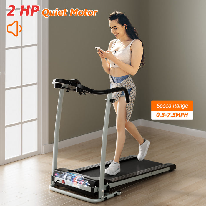 Costway 2 Hp Folding Treadmill Motorized Running Machine 12 Preset Program & Lcd Display Black