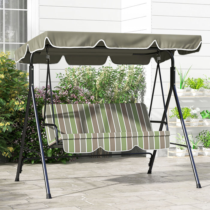 Outsunny 3-seat Patio Swing Chair With Adjustable Canopy Green And Brown