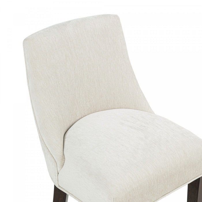 Beever Modern Wood Upholstered Chenille Barstool in Cream