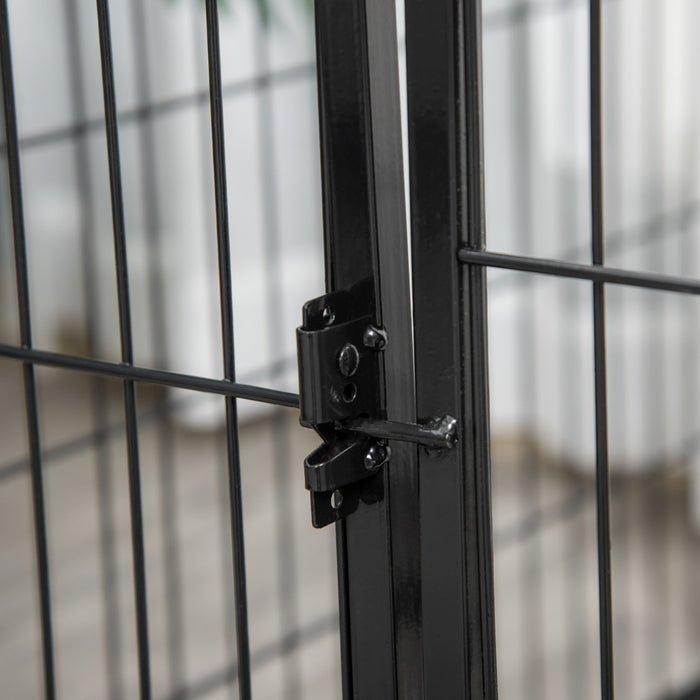 Pawhut Metal Dog Cat Exercise Pet Playpen, 50.75-inch X 33-inch X 27.5-inch, Black