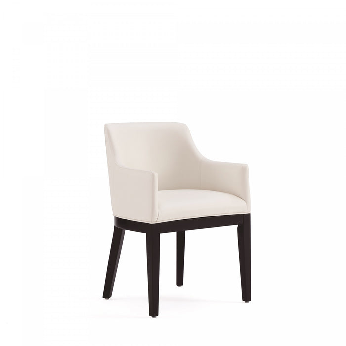 Gansevoort Modern Wood Vegan Leather Armchair in Ivory - Set of 2